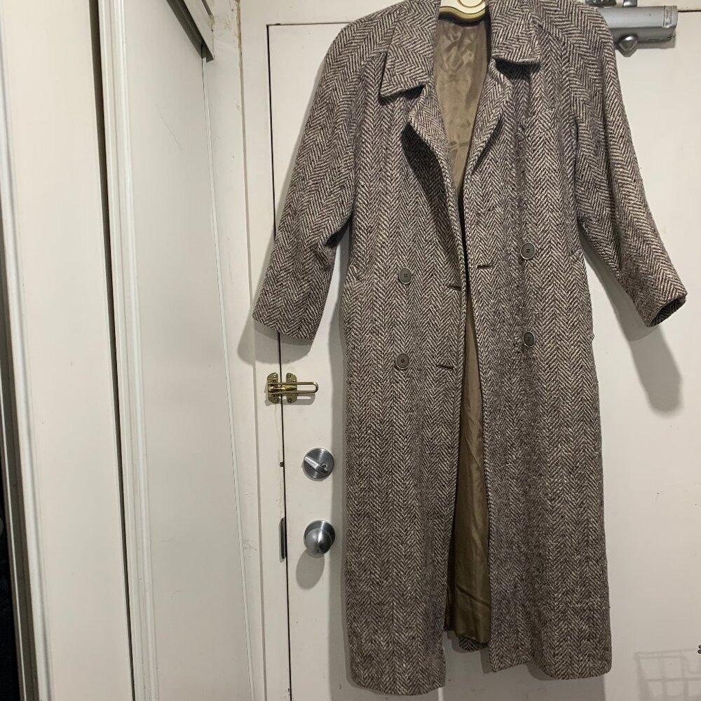 VINTAGE RAFFINATI TWEED DOUBLE BREAST TRENCH COATS SIZE  M/L